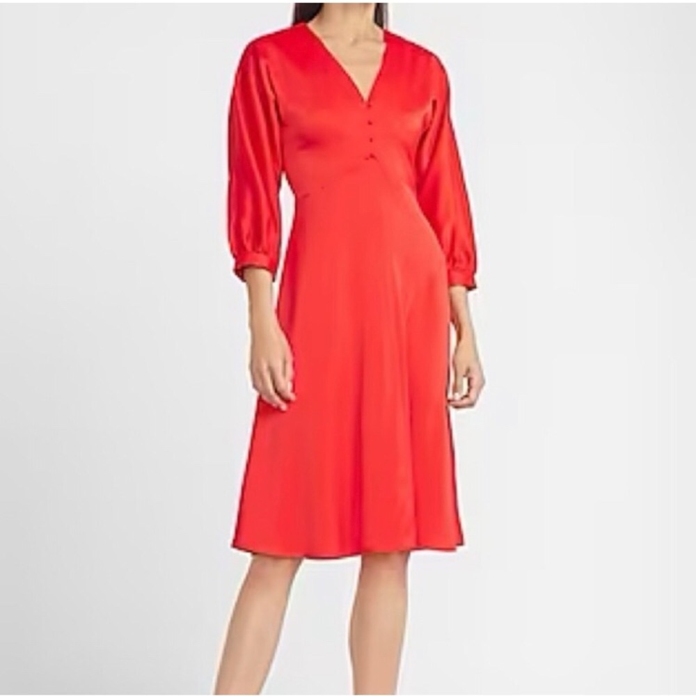 Express Ladygang Red Orange Long Sleeve Dress